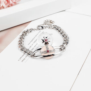 Vivienne Westwood paint gold silver pink big split angle bracelet personality punk