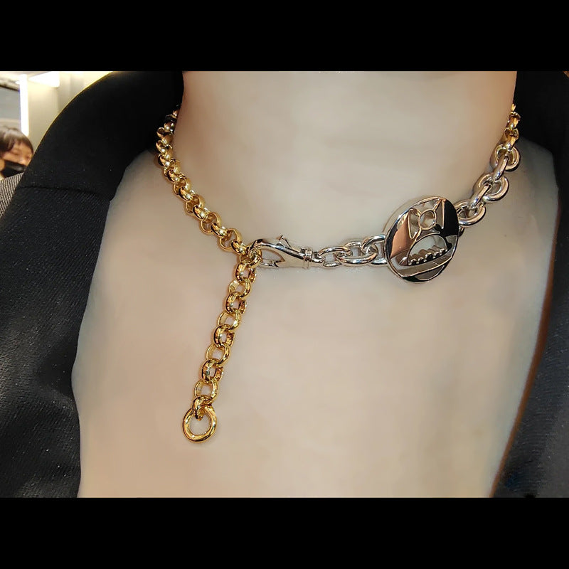 Vivienne Westwood mask round brand two-color chain necklace