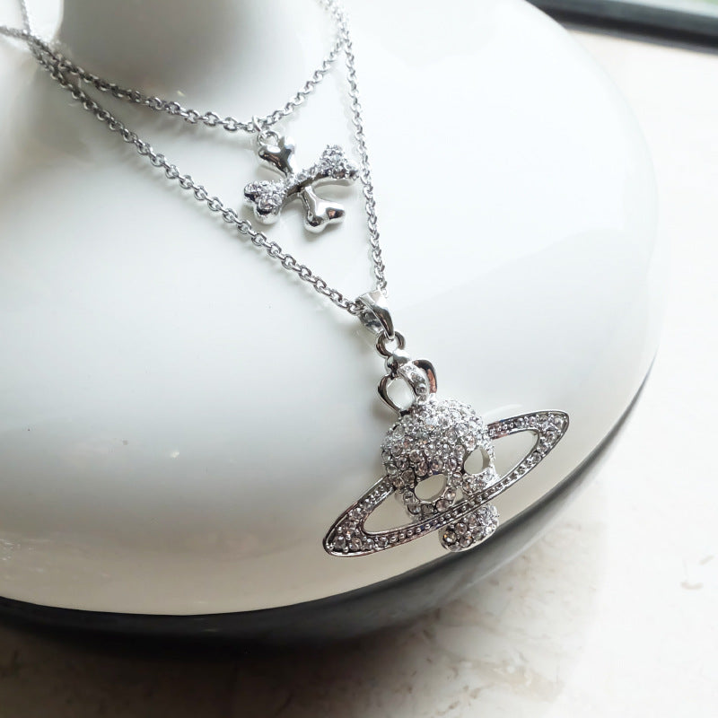 Vivienne Westwood inlaid skull cross pendant necklace personality European and American punk
