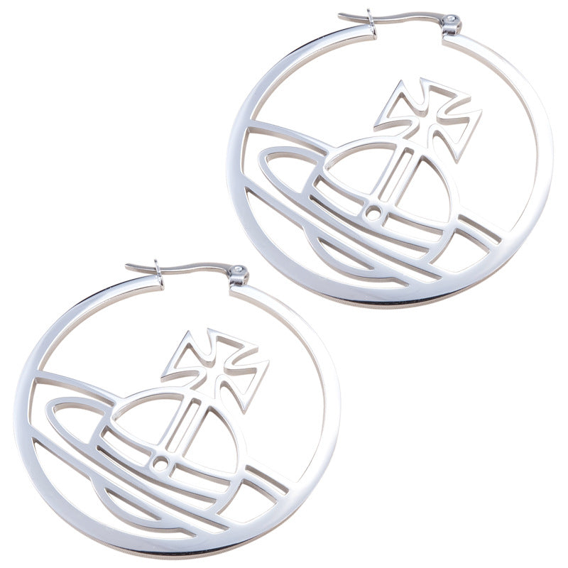 Vivienne Westwood large circle hollow earrings colorfast ear studs