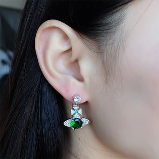 Vivienne Westwood U-shaped full-jeweled stud earrings exquisite luxurious earrings