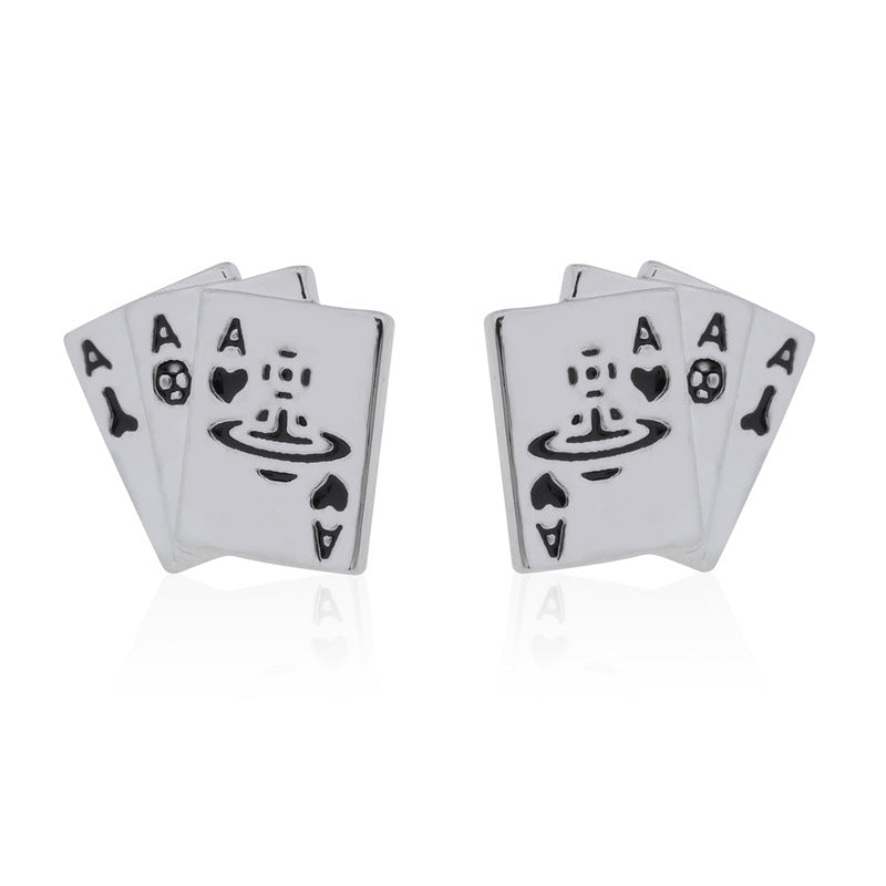 Vivienne Westwood niche playing cards Japanese and Korean simple punk ear rings