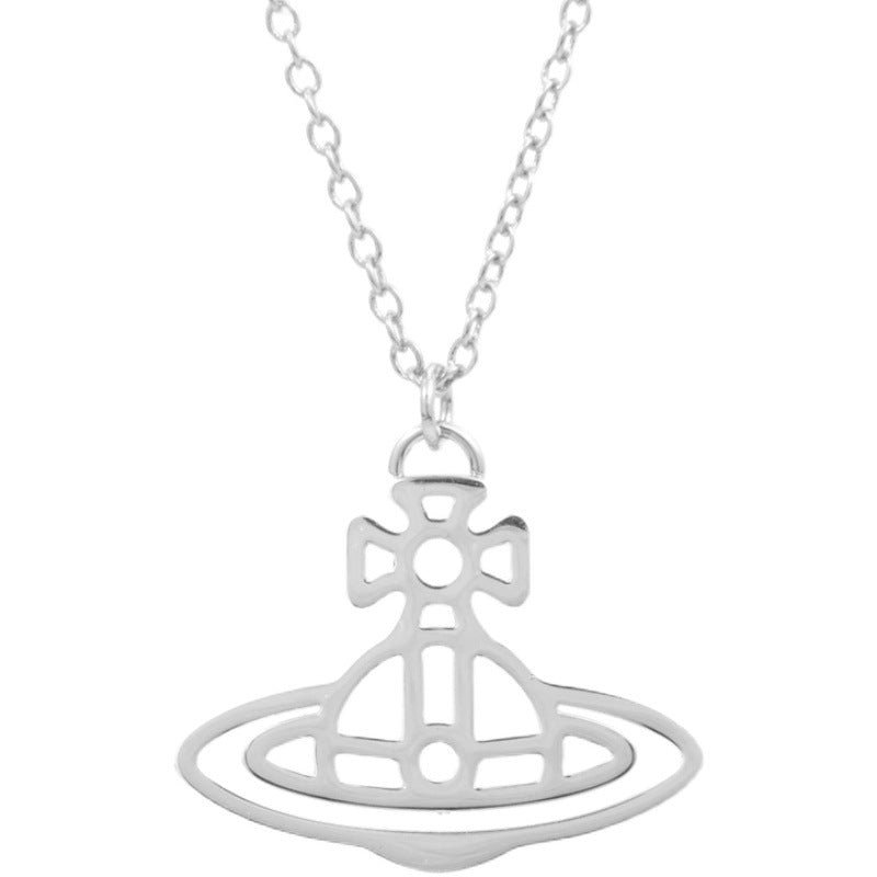Vivienne Westwood line cut hollow line pendant necklace ins style
