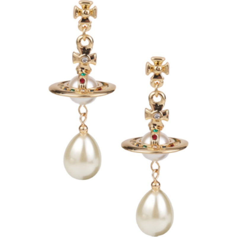 Vivienne Westwood pearl earrings women's exquisite high-end earrings