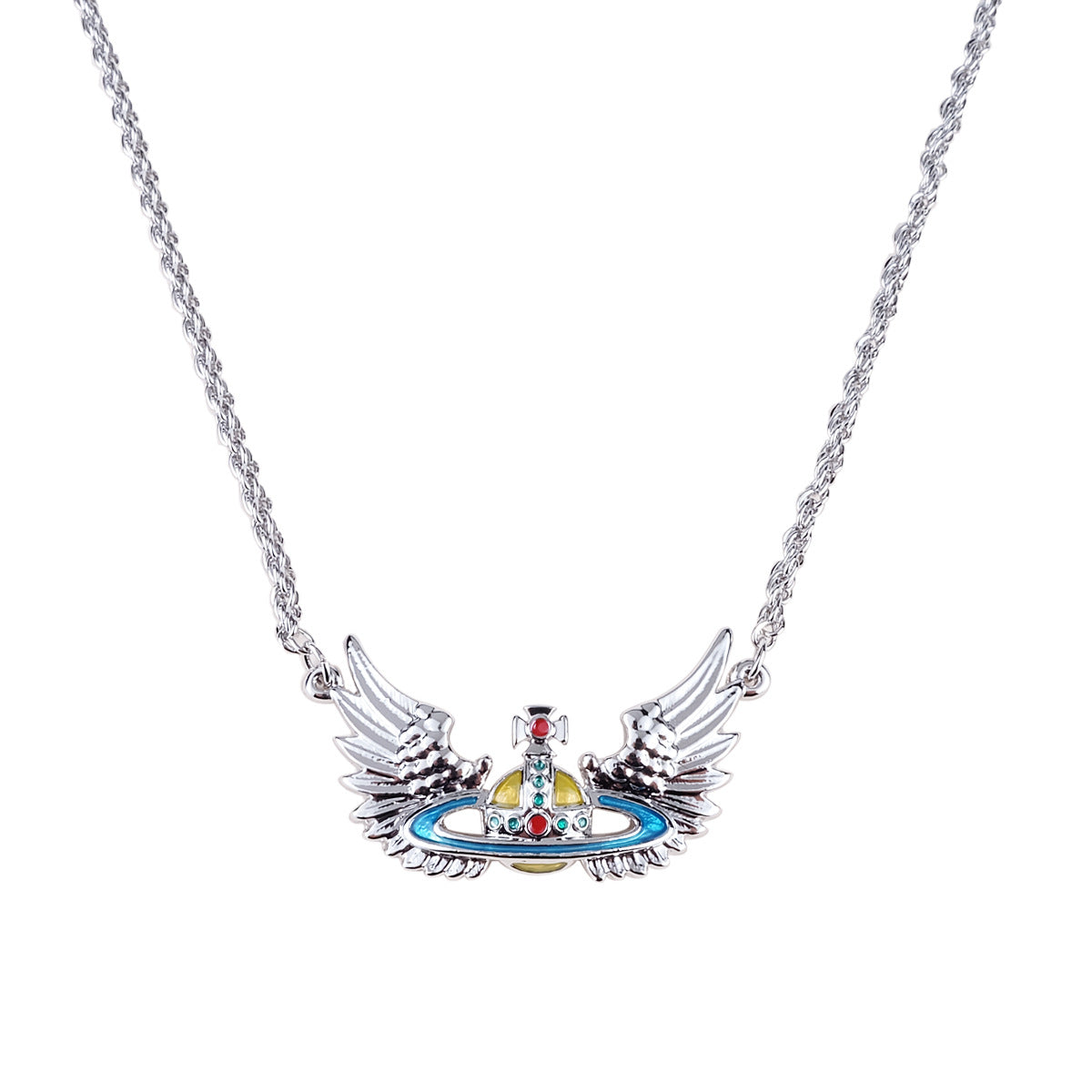Vivienne Westwood wings painted pendant necklace European and American punk personality all-match