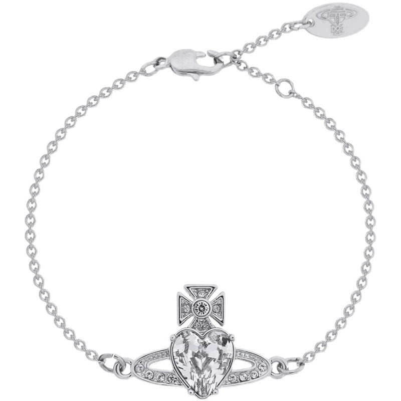 Vivienne Westwood loving heart zircon bracelet affordable luxury style high sense birthday gift