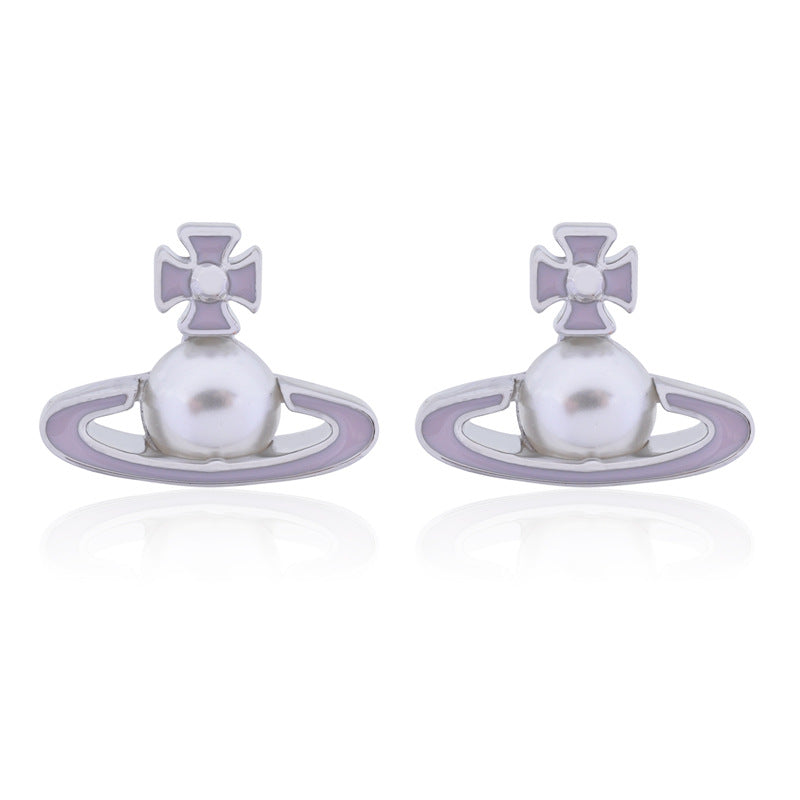 Vivienne Westwood Pearl paint series earrings small and personalized all-match