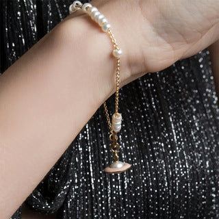 Vivienne Westwood freshwater natural pearl bracelet elegant high sense girl heart