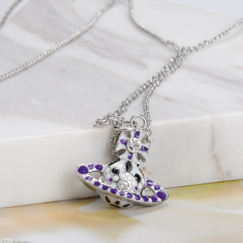 Vivienne Westwood enamel colorful necklace simple personalized all-match pendant