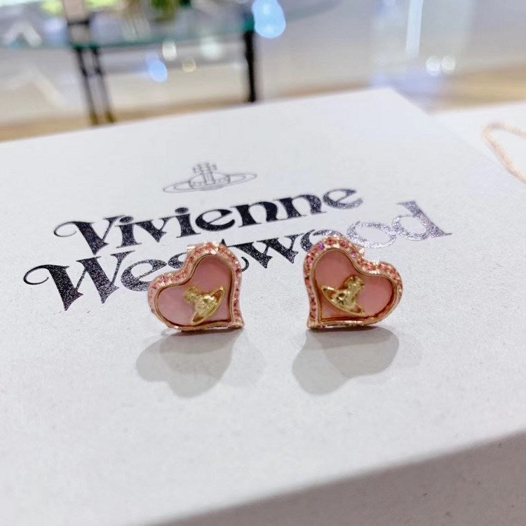 Vivienne Westwood love fritillary ear studs sweet style delicate earrings trendy