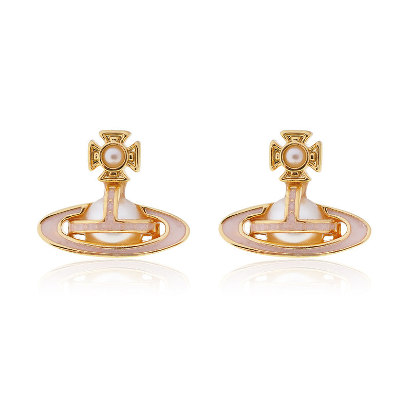 Vivienne Westwood simonetta paint bump half-faced pearl ear studs