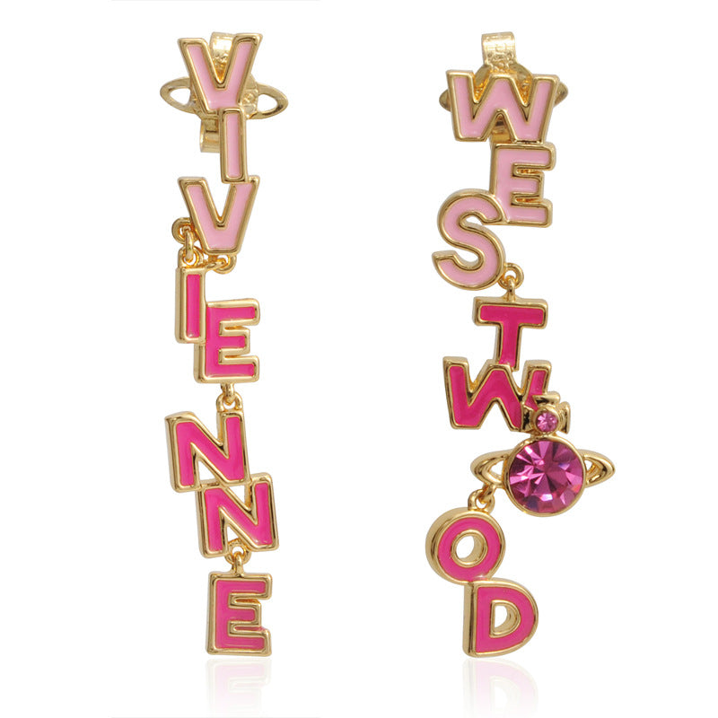 Vivienne Westwood paint asymmetric letter earrings