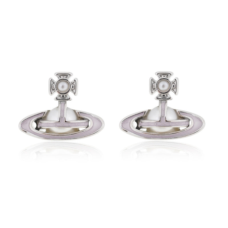 Vivienne Westwood simonetta paint bump half-faced pearl ear studs