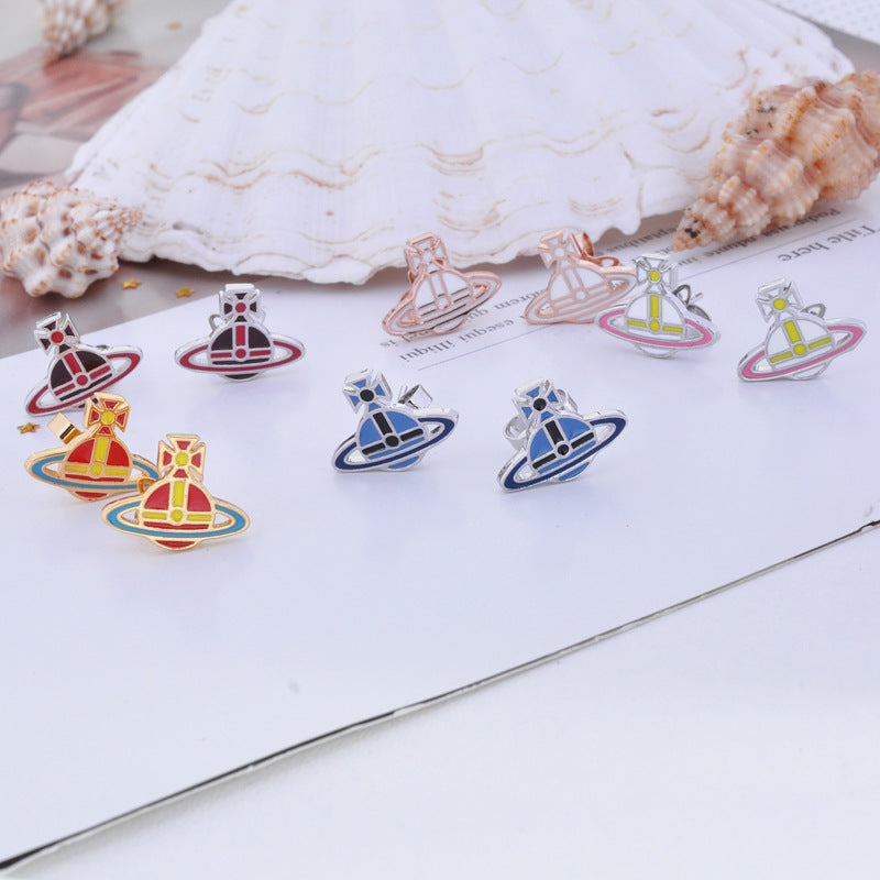 Vivienne Westwood flat paint stud earrings for women