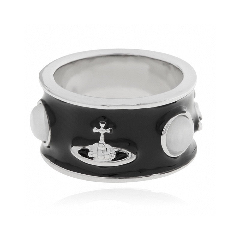 Vivienne Westwood King couple ring gold and silver color paint inlaid Opal