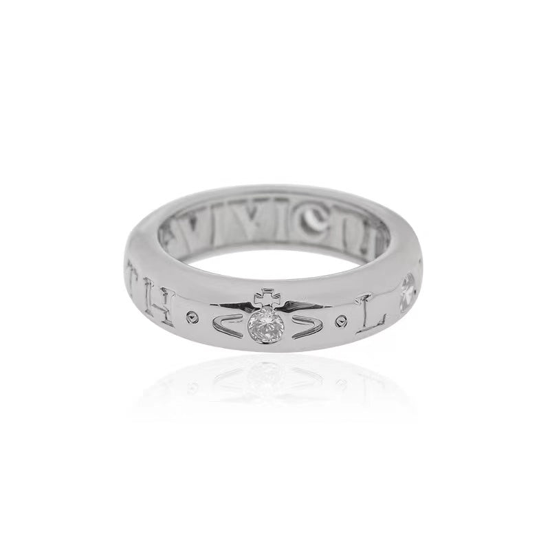 Vivienne Westwood gold-plated diamond-embedded Saturn simple INS gold and silver color ring rings New