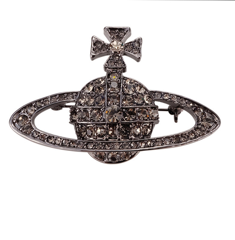 Vivienne Westwood full diamond orb shape temperament brooch