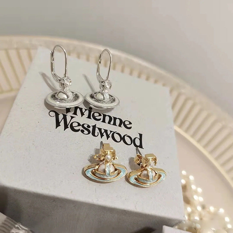 Vivienne Westwood simonetta paint bump half-faced pearl ear studs