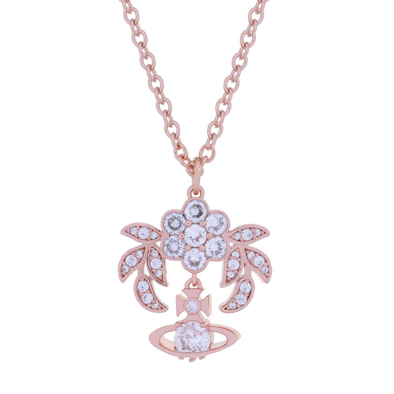 Vivienne Westwood wheat zircon wings pendant necklace exquisite advanced
