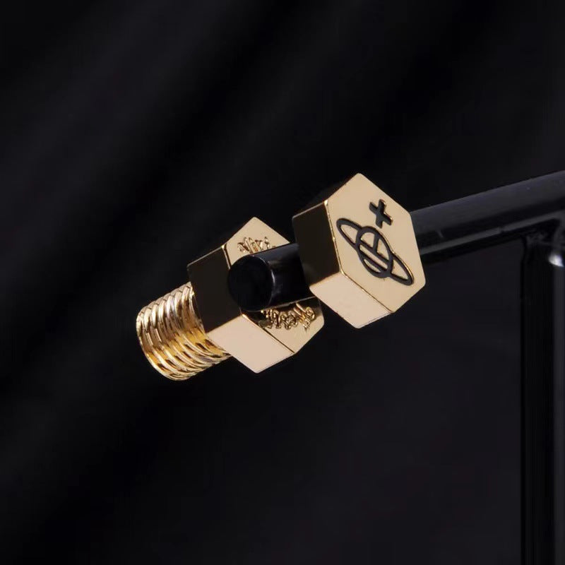 Vivienne Westwood Hexagon screws stud earrings all-match punk