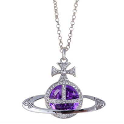 Vivienne Westwood shining big gem pendant necklace personalized European and American style