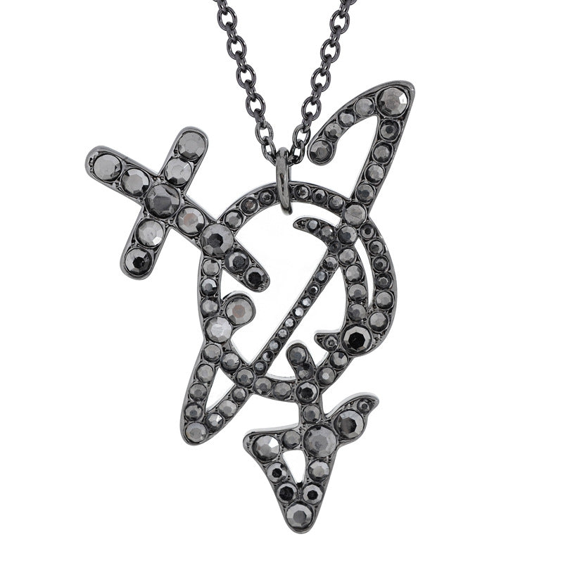 Line full Diamond Arrow sweater chain necklace punk