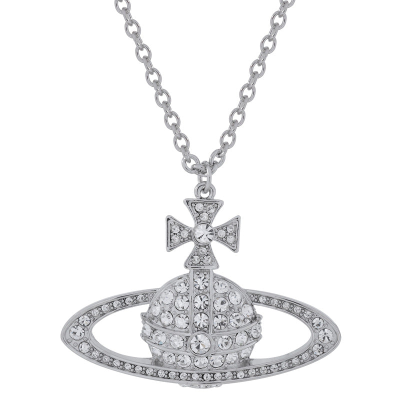 Vivienne Westwood hanging/crossbody full diamond pendant necklace sweater chain