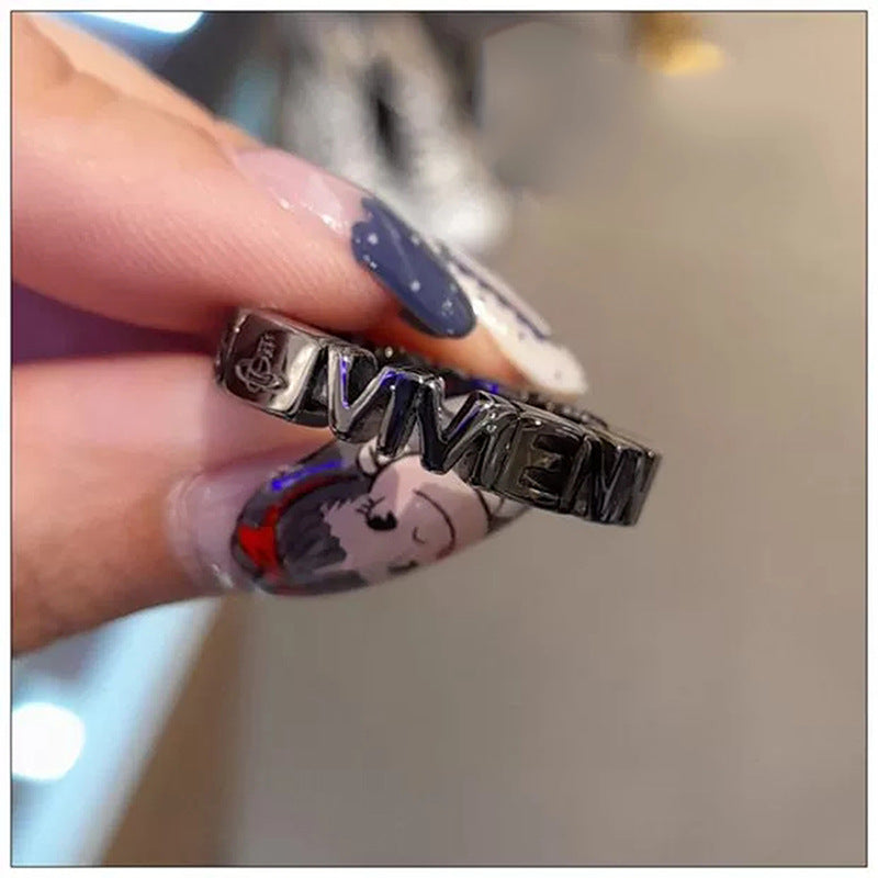 Vivienne Westwood hollow ring personality couple punk all-match