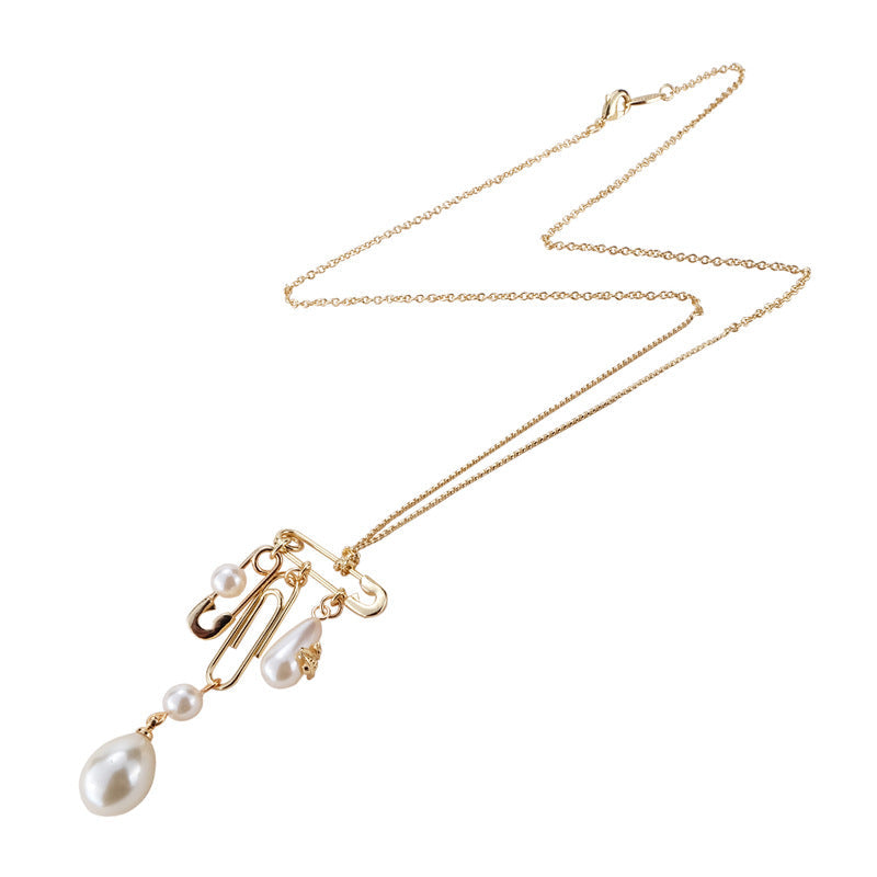 Vivienne Westwood pin tassel pearl pendant necklace minority simple