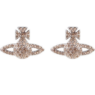 Vivienne Westwood small LOGO stud earrings full of diamonds exquisite