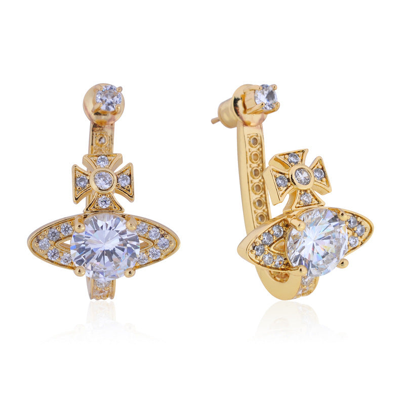 Vivienne Westwood U-shaped full-jeweled stud earrings exquisite luxurious earrings