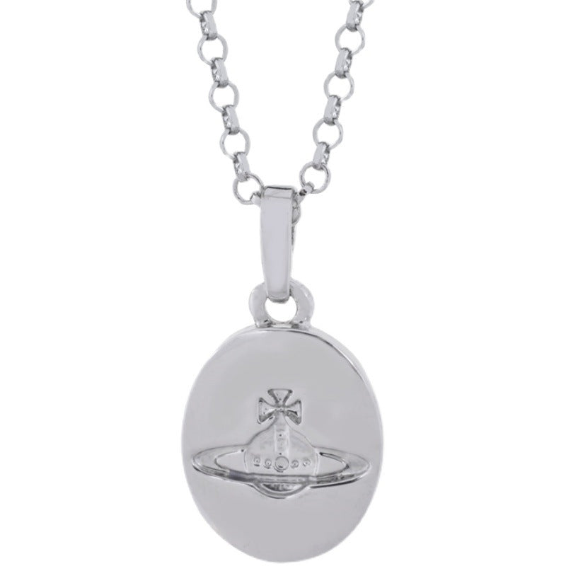 Vivienne Westwood LOGO round plate pendant necklace punk