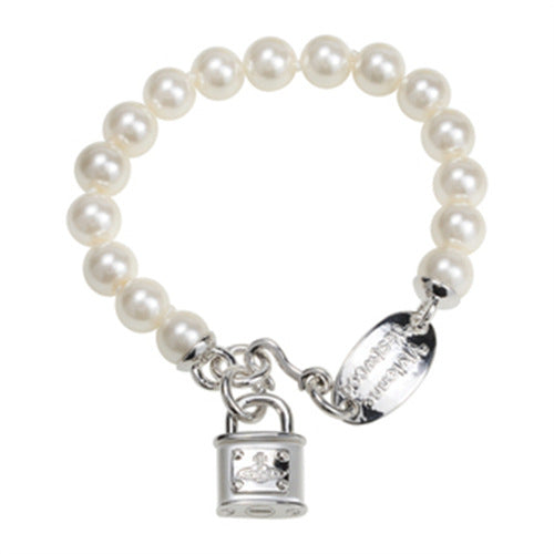 Vivienne Westwood resin lock head pearl bracelet female niche high sense