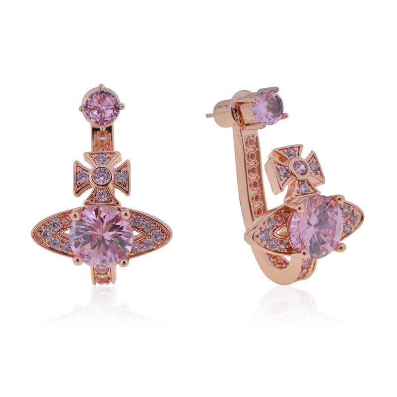 Vivienne Westwood U-shaped full-jeweled stud earrings exquisite luxurious earrings