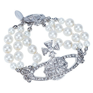 Vivienne Westwood three-layer pearl bracelet gold silver high-grade
