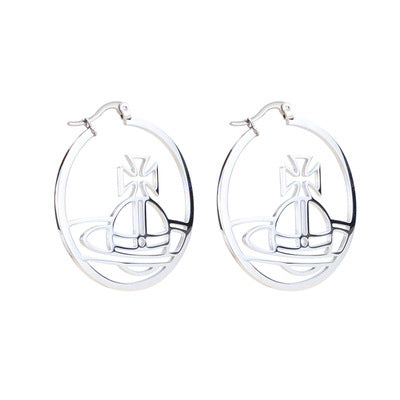 Vivienne Westwood large circle hollow earrings colorfast ear studs