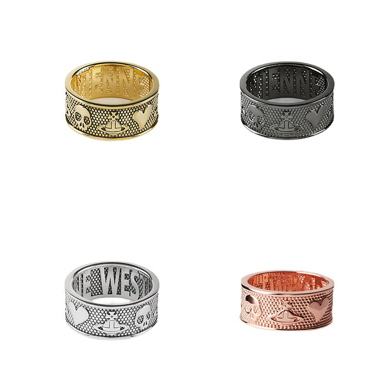Vivienne Westwood skull ring love couple rings European and American style personality fashion