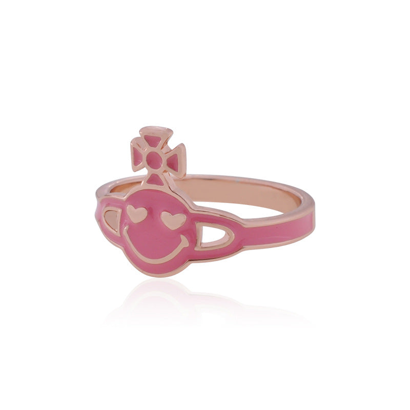 Vivienne Westwood love eye smiley ring simple style personalized opening adjustable