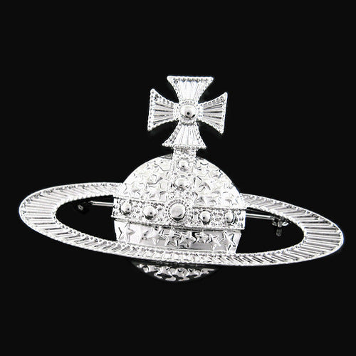 Vivienne Westwood dark red love meteor antique silver bow starry medal brooch