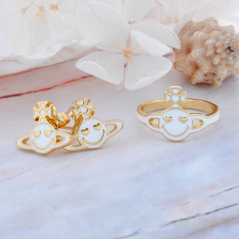 Vivienne Westwood love eye smiley ring simple style personalized opening adjustable