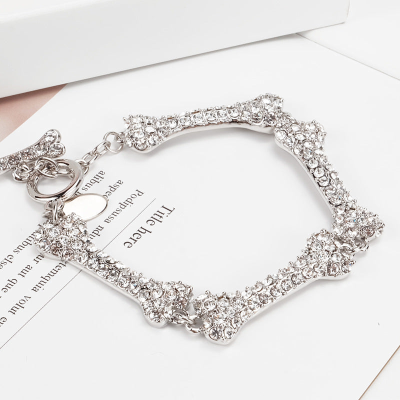 Vivienne Westwood full diamond four bones bracelet personalized minority high sense