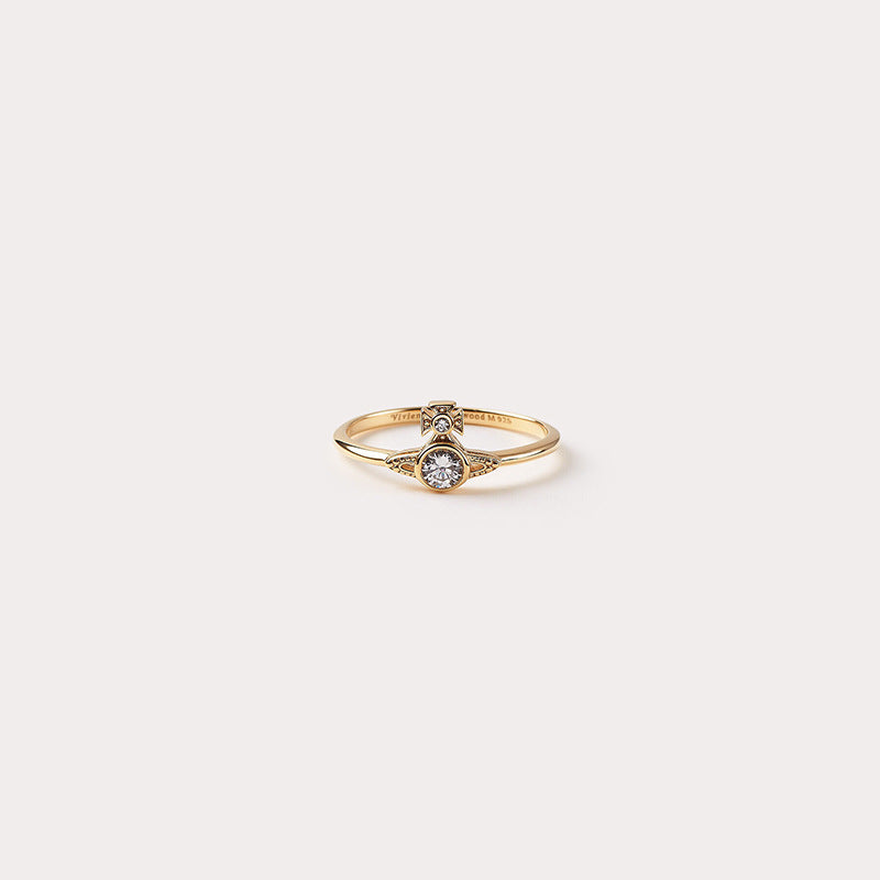 Vivienne Westwood 2022 new ring single diamond simple couple style