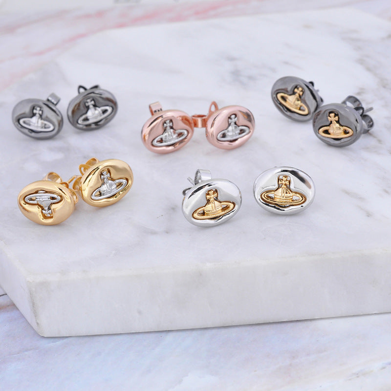 Vivienne Westwood button series stud earrings multi-color punk all-match
