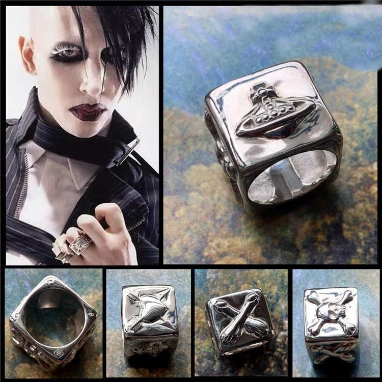 Vivienne Westwood penis heart cube heavy ring personality punk