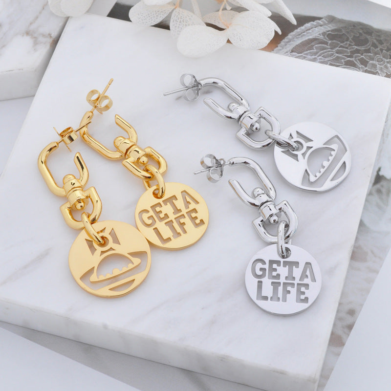 Vivienne Westwood hollow brand earrings personality European and American punk