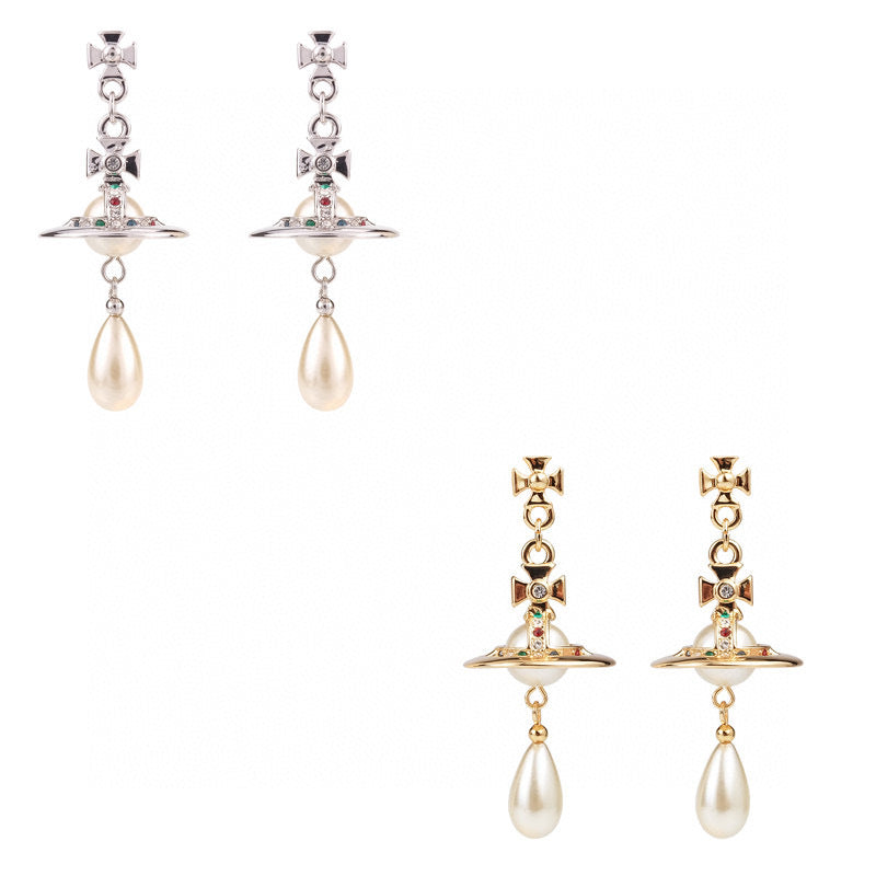 Vivienne Westwood pearl earrings advanced version eardrops High sense