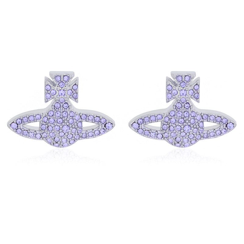 Vivienne Westwood small LOGO stud earrings full of diamonds exquisite