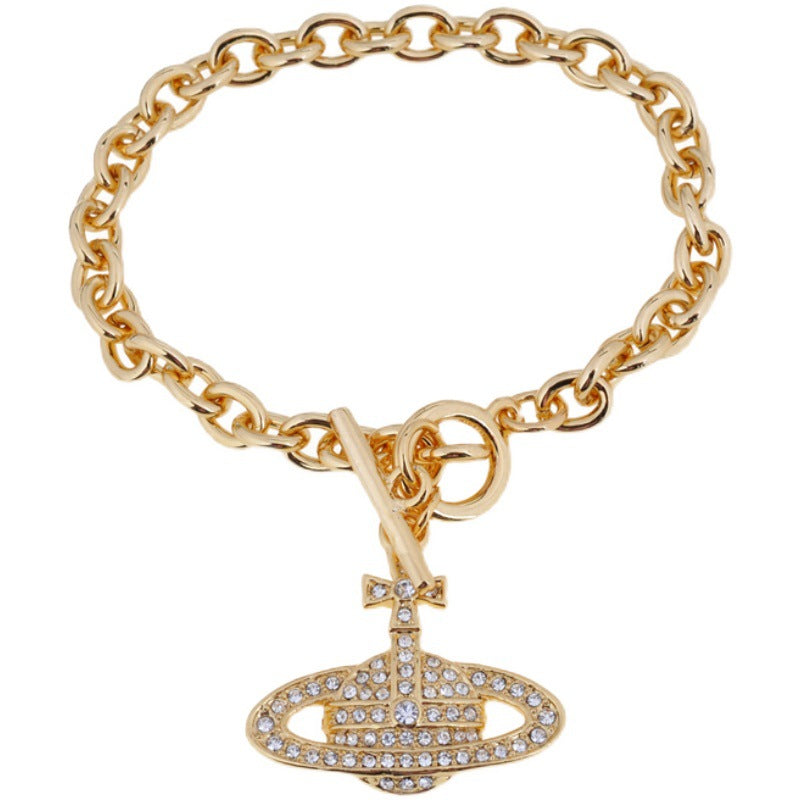 Vivienne Westwood OT buckle full diamond bracelet niche personality punk