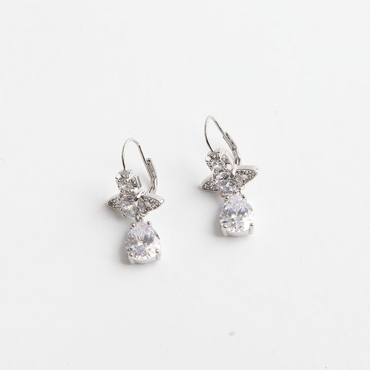 Vivienne Westwood big water drop full diamond eardrops women's Japanese and Korean simple high-end sense