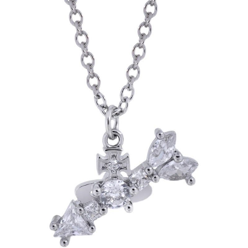 Vivienne Westwood arrow zircon pendant necklace ins niche high sense